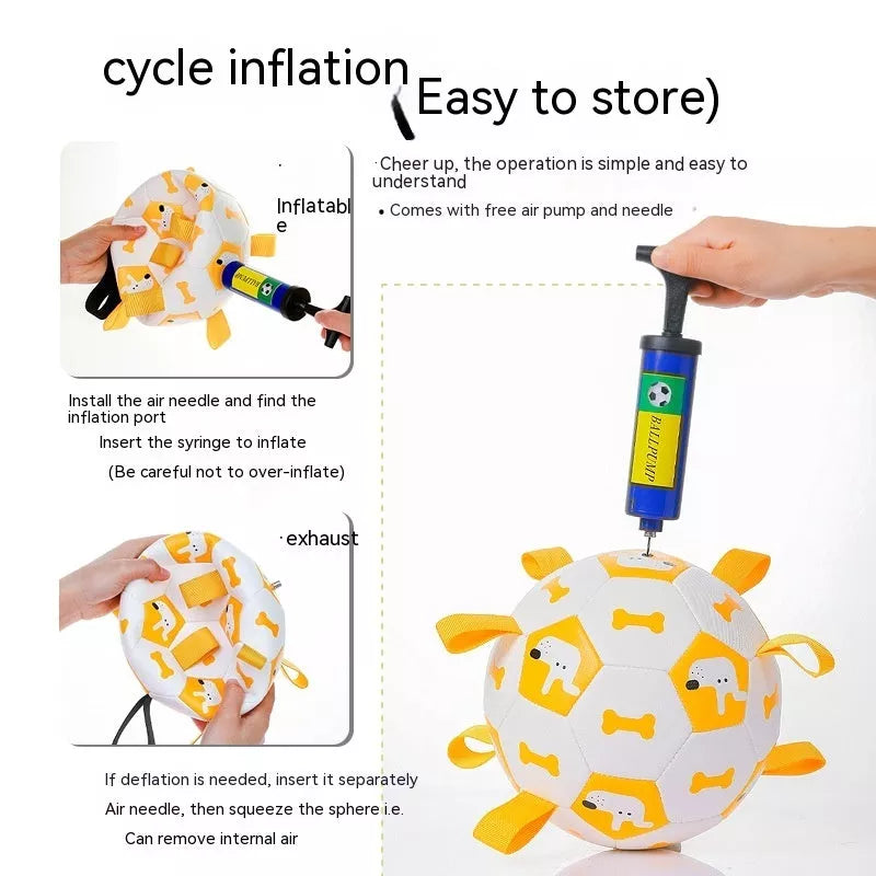 Interactive dog football toy with cute printing, perfect for outdoor training and play