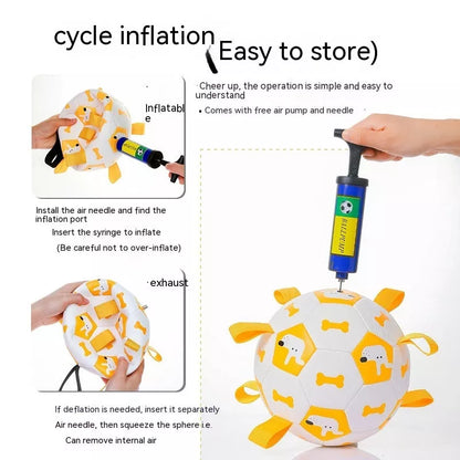 Interactive dog football toy with cute printing, perfect for outdoor training and play