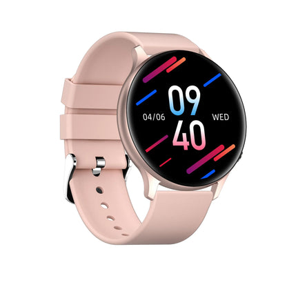 Smart watch with Bluetooth call, 1.32in TFT screen, silicone strap, magnetic charging cable, Black Gold Pink colours