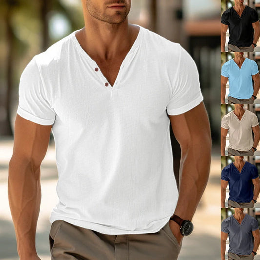Men's summer cotton short sleeve t-shirt in various colors