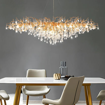 Crystal lamp with 16 holders, aluminium body, electroplating finish in Long1/Long2 sizes