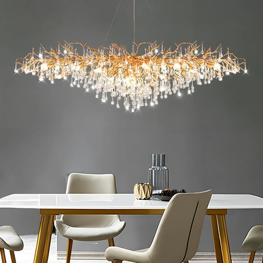 Crystal lamp with 16 holders, aluminium body, electroplating finish in Long1/Long2 sizes