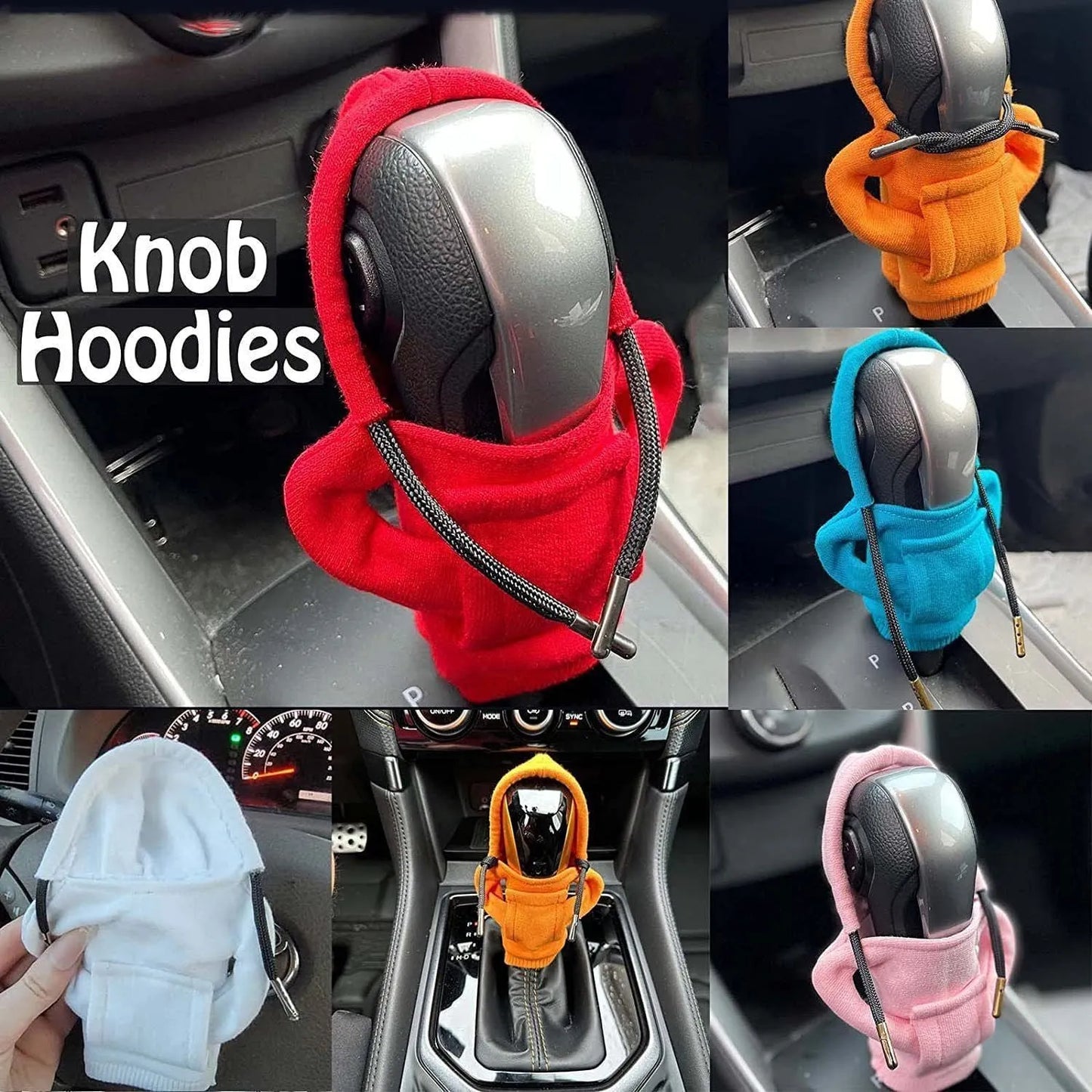 Gear shift knob hoodie cover in cloth material, universal 13x8cm size for manual or automatic cars