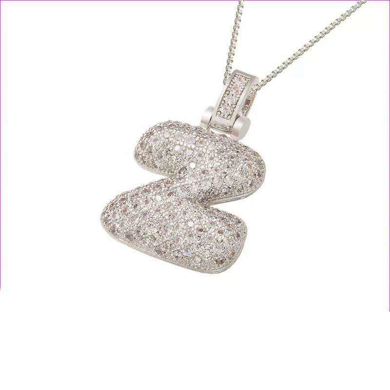 Copper Micro Inlaid Zircon Letter Pendant Necklace with customizable alphabet options
