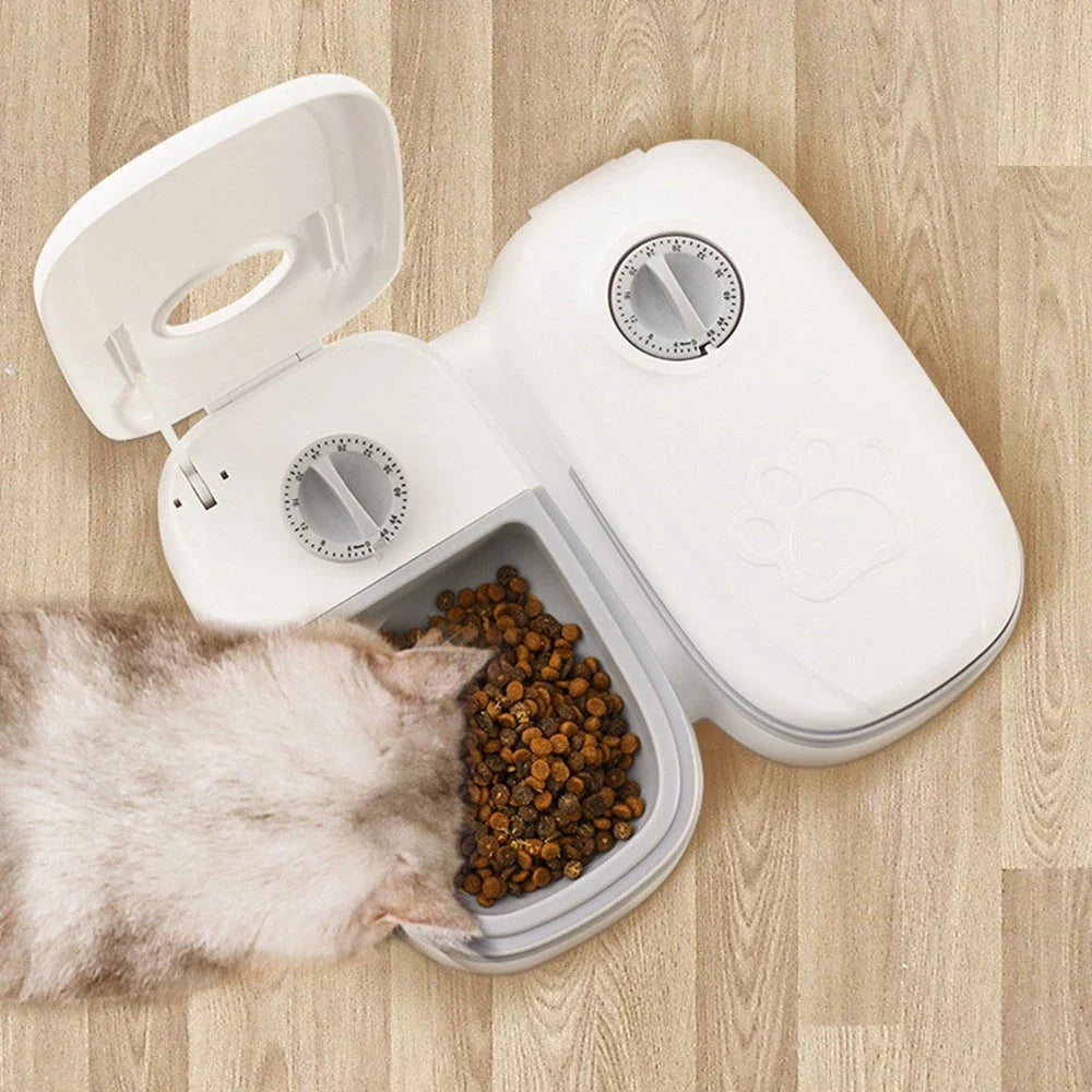 Automatic Pet Feeder with Stainless Steel Bowl for Cats and Dogs, Gravity-Powered Feeding Solution