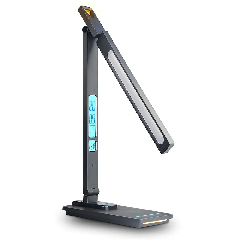 Black table lamp with 10W wireless charging pad and ABS+PS shade for basic night lighting