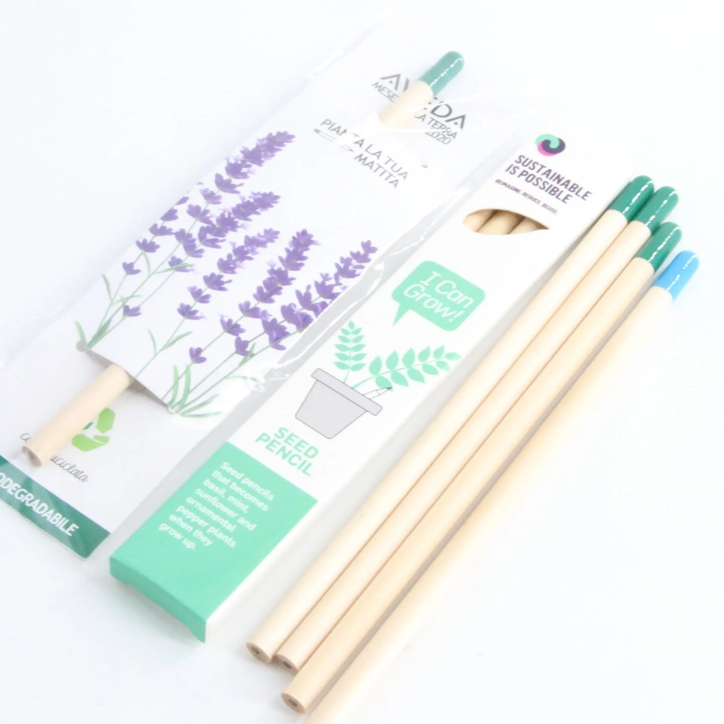 Seed pencil HB refill capsule in multiple colours containing plantable seeds