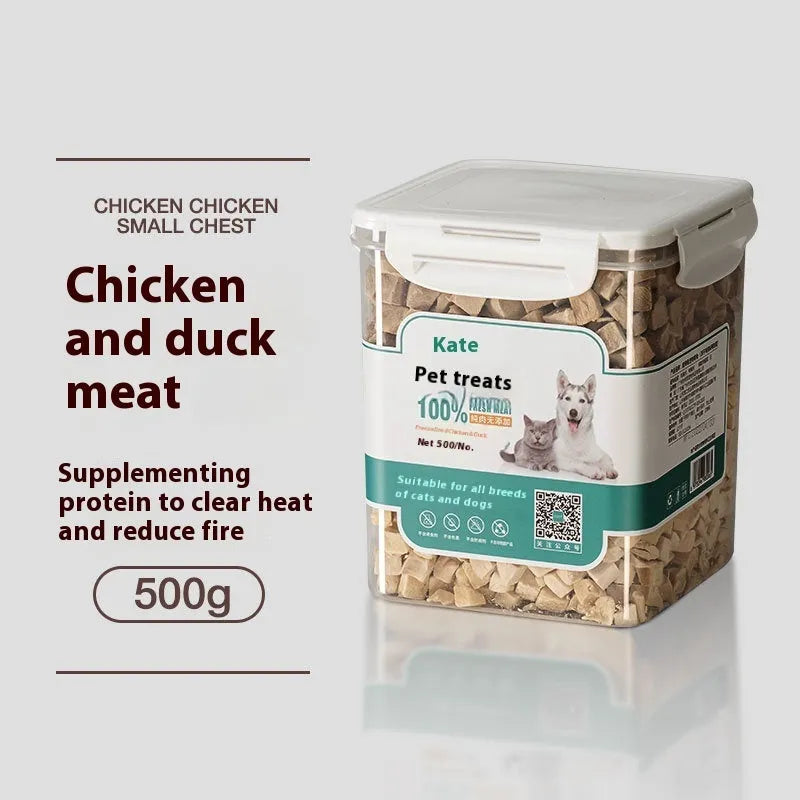 500g chicken freeze-dried cat snacks in bag or barrel packaging options
