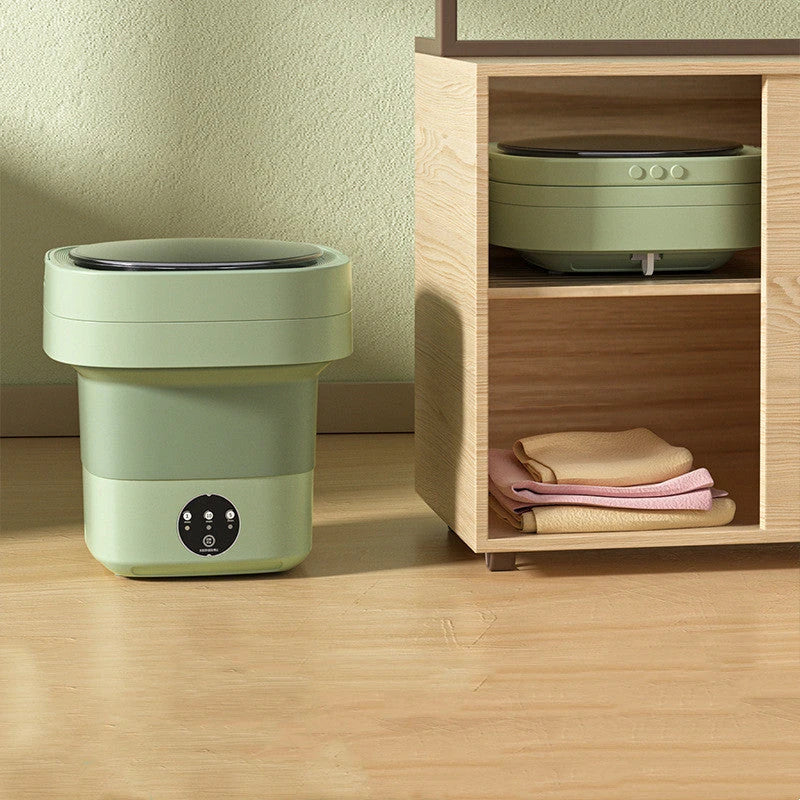 Compact, foldable portable washing machine with three timer settings and energy-efficient design