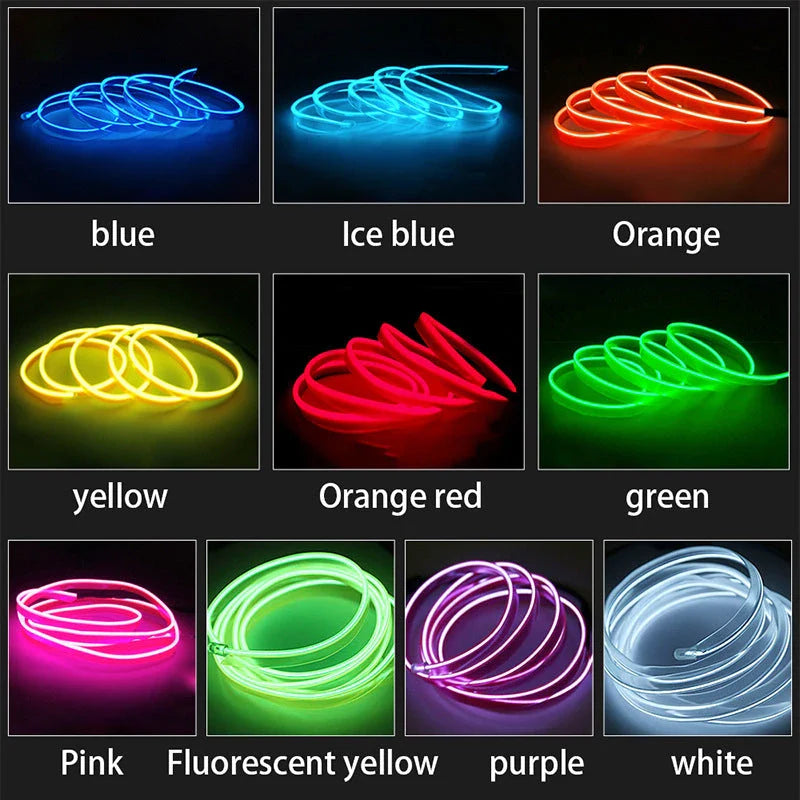 Flexible LED strip lights in various colors for neon party decor, bicycle, and dance lighting