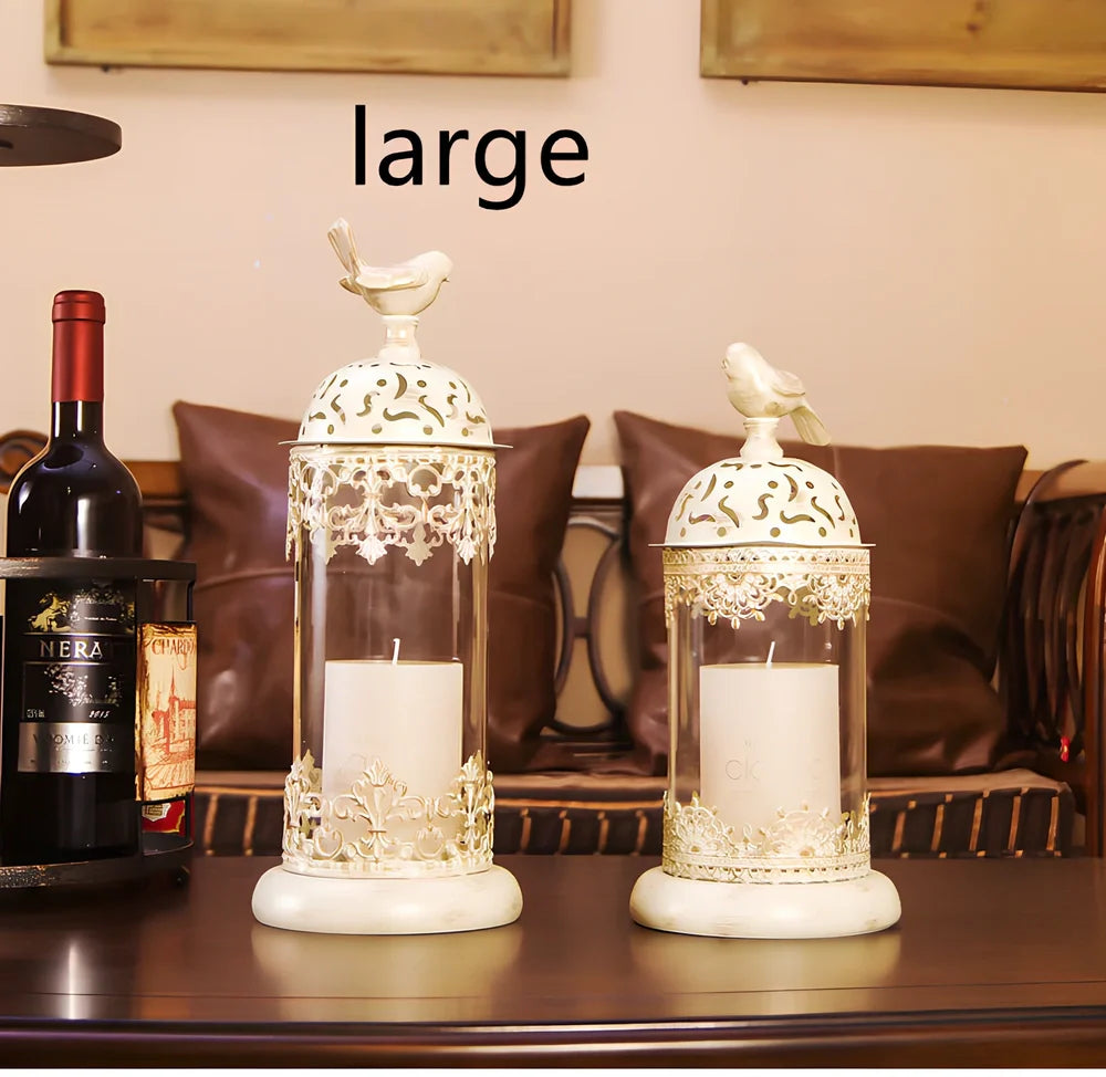 Iron baking paint candle holder in black 14x35cm size for home festive decoration