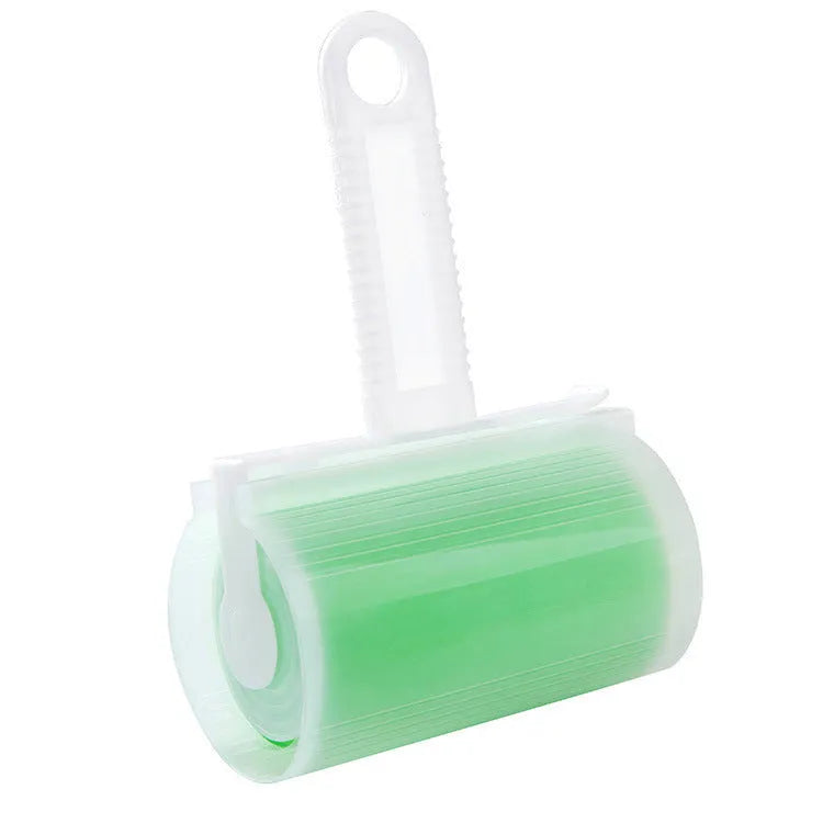 Washable lint roller in blue, green, pink, or yellow with reusable adhesive for pet hair removal