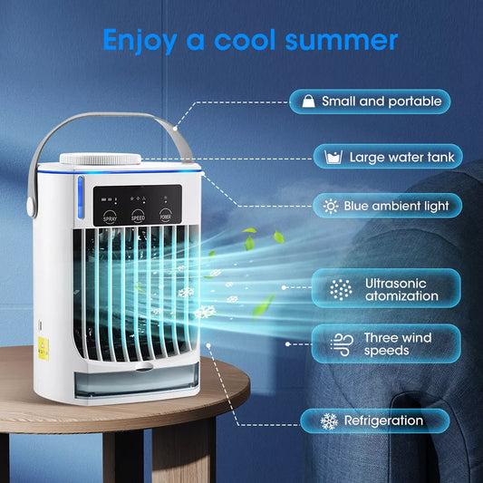 USB mini air cooler with 3-speed settings and bladeless design