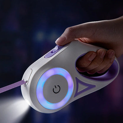 Retractable dog leash with automatic lock in Dream Purple, Sunshine Orange, and Mint Green