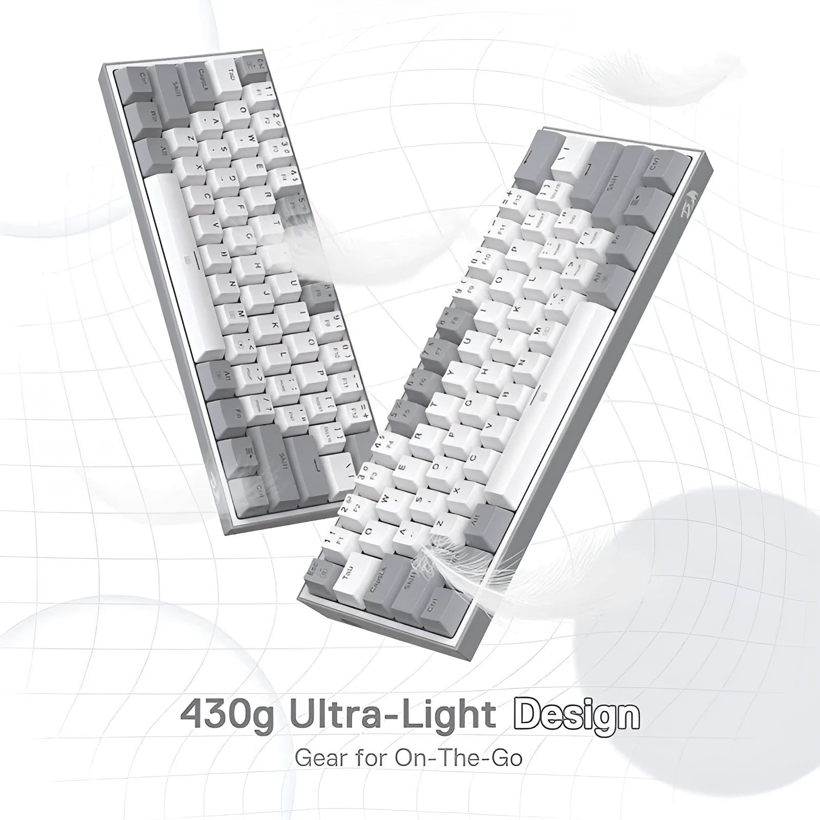 White pink RGB mechanical keyboard with dual-colour keycaps and multimedia controls