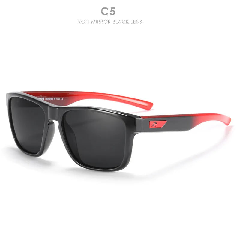 Men's polarised sunglasses with TAC lenses and PC frame in a selection of eight colours for outdoor use.