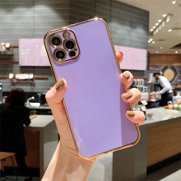 Luxury solid colour electroplated phone case for iPhone 13 with geometric graffiti design