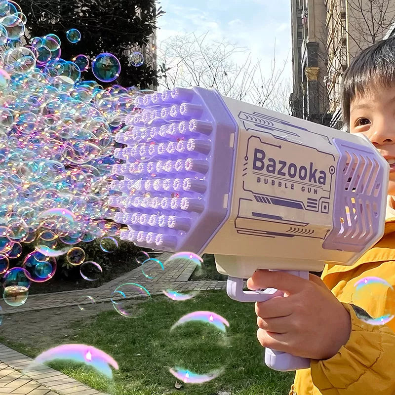 Children's electric bubble blower with colorful lights and 69-hole design