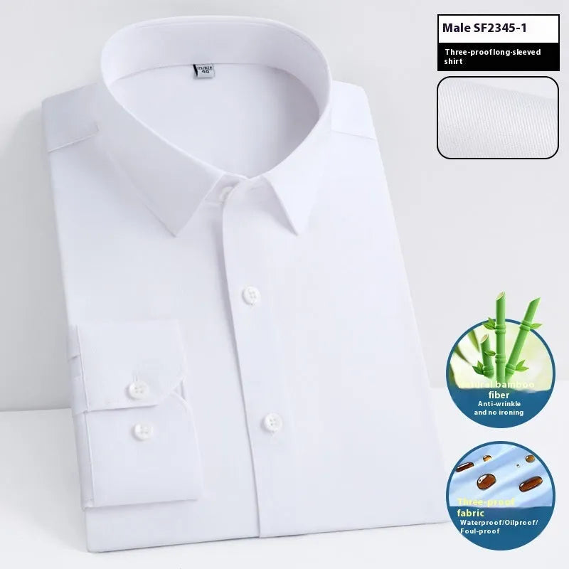 Men's slim fit bamboo short sleeve shirt with square collar in a solid colour