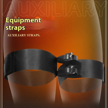 Black knitted appliance strap for toy tools, showing adjustable design and knitted belt construction
