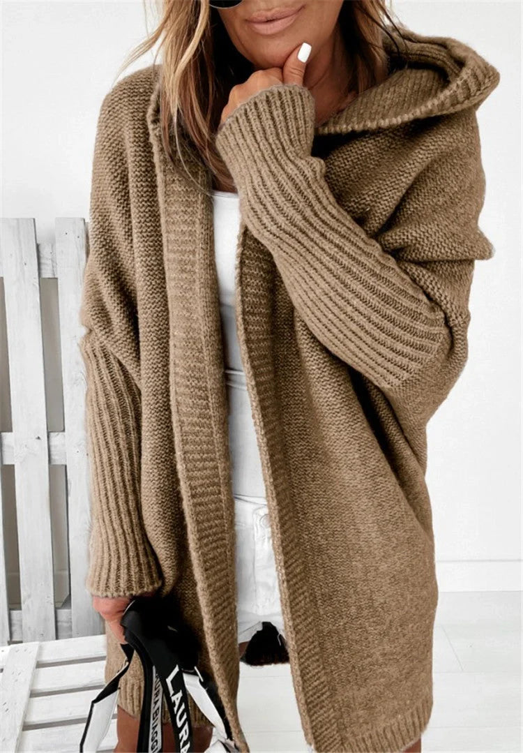 Stylish Bat Sleeve Hooded Cardigan for Women in various colors