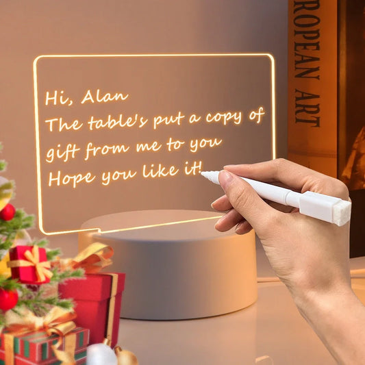 LED light note board with 15cm heart-shaped luminous writing surface and USB power