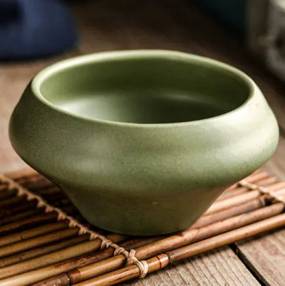 A tall porcelain soup bowl with a Japanese-inspired underglaze pattern, suitable for noodles and microwave use.