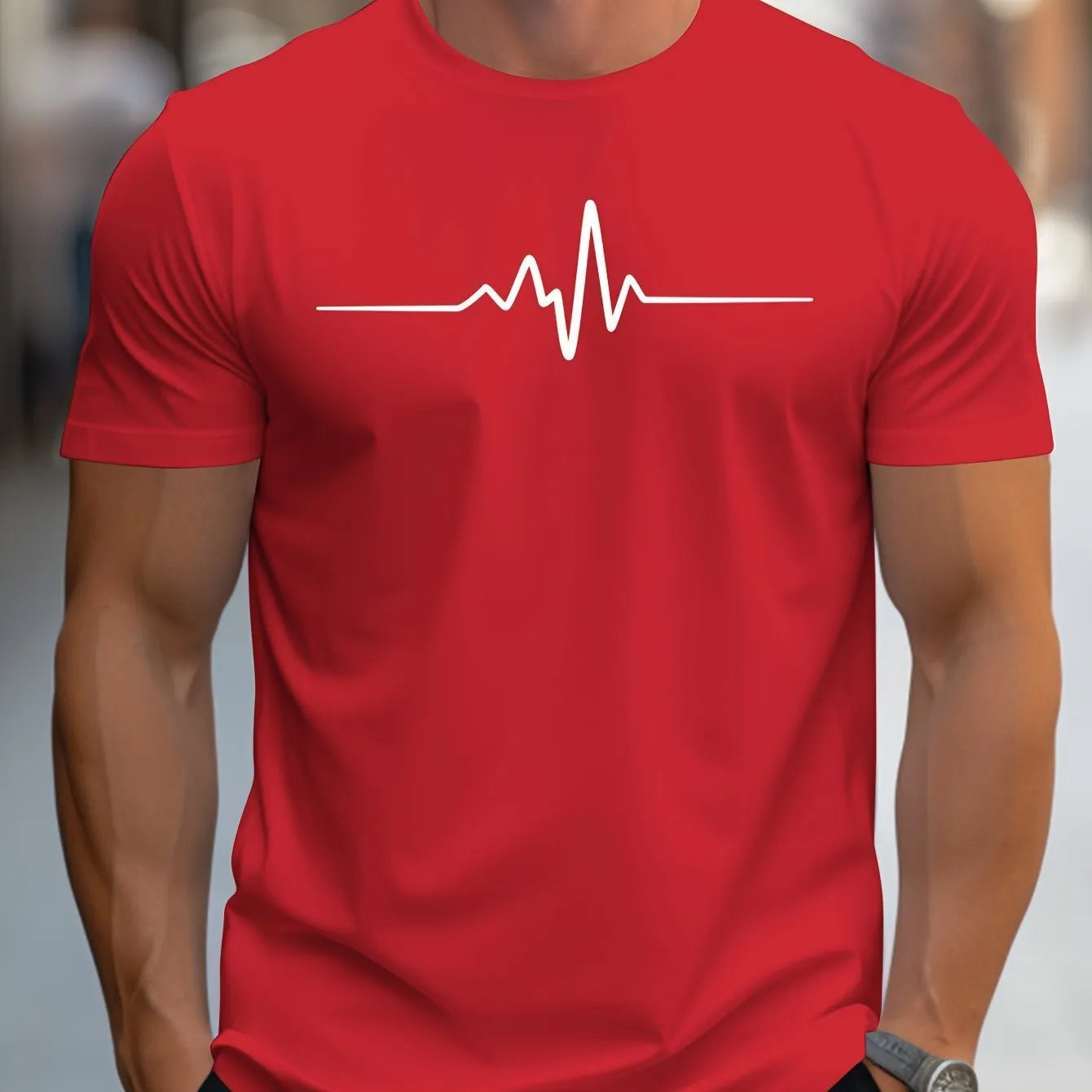 Men's loose-fit 3D sports letter print T-shirt in a summer colour