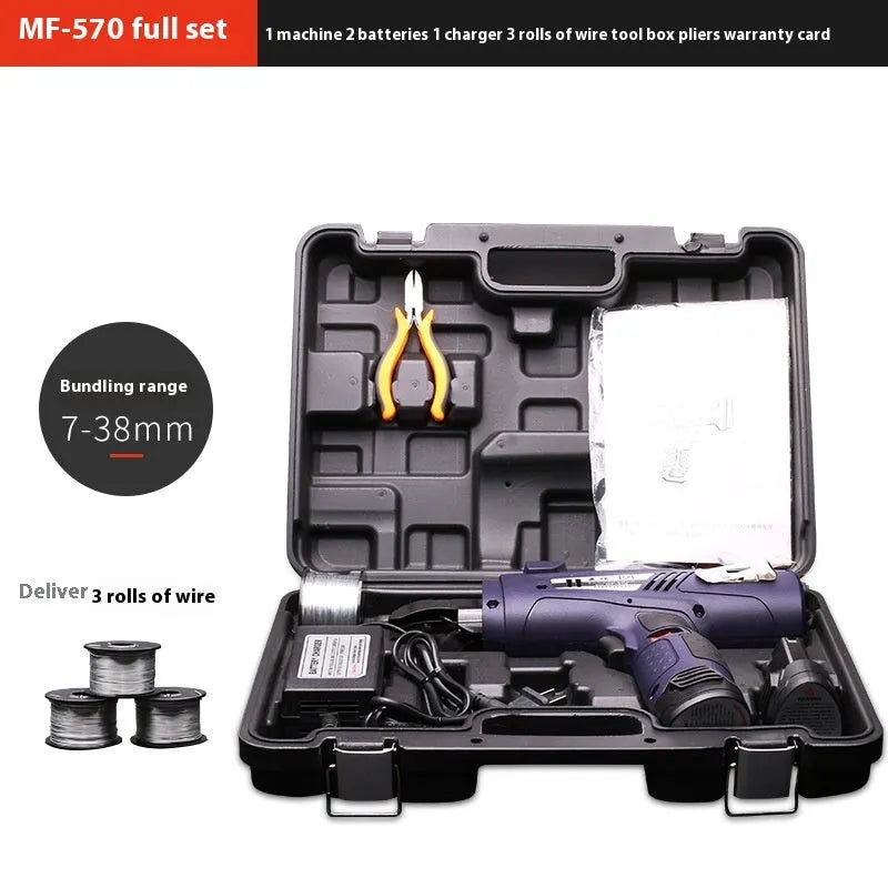 Electric steel bar tying machine with battery, charger and toolbox for construction reinforcement