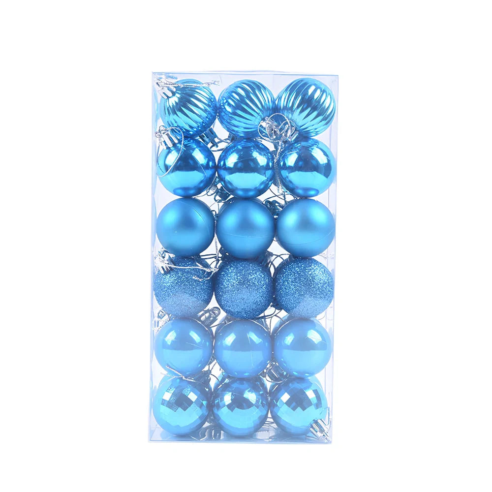 36 Christmas decoration balls in 16 colours with 4cm diameter spherical design