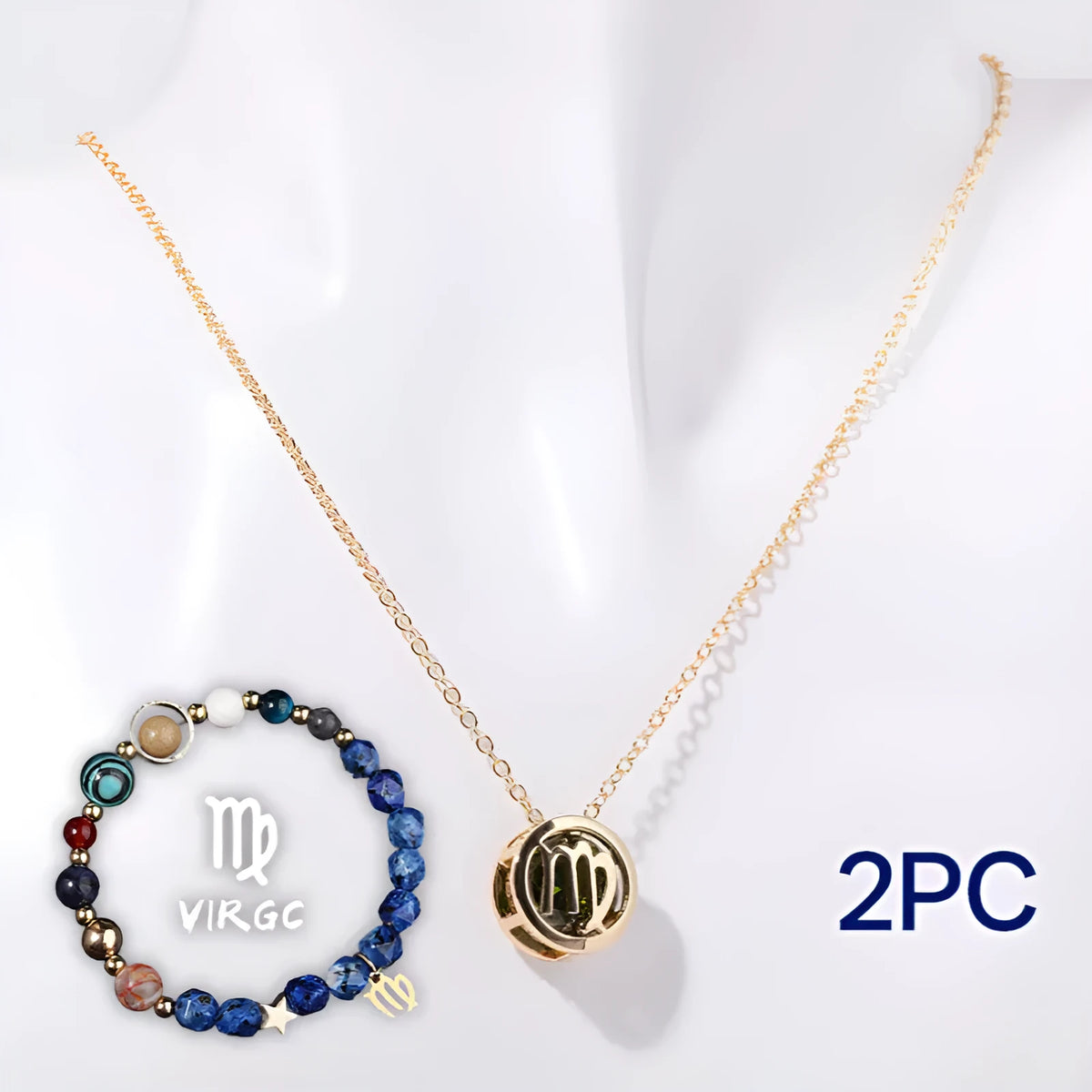 A natural stone beaded necklace and matching adjustable bracelet laid flat.