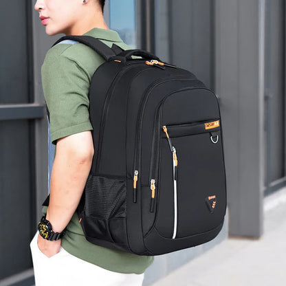 Men's Oxford cloth large capacity schoolbag with air pillow belt in red, green, blue, and black colour options