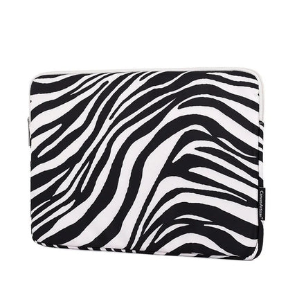 Black and white zebra pattern polyester protective sleeve for a digital notebook, available in 11 to 17 inch sizes