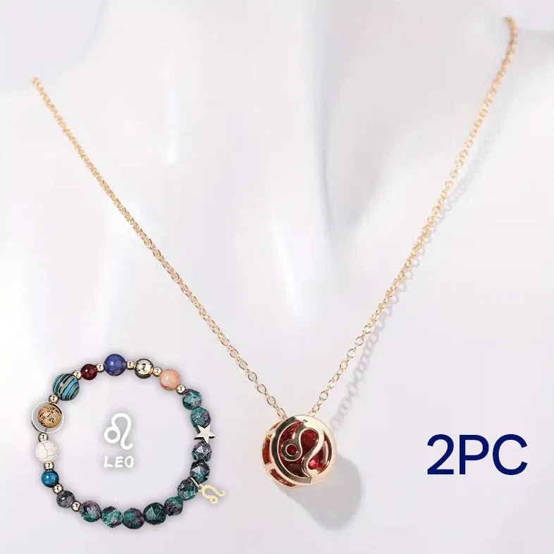 Natural stone beaded necklace and matching bracelet jewellery set showing one of 12 available style variations.