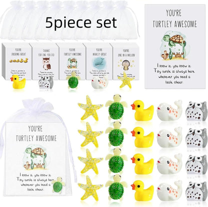 Set of resin pun inspirational memo cards laid out, showing different quantities available.