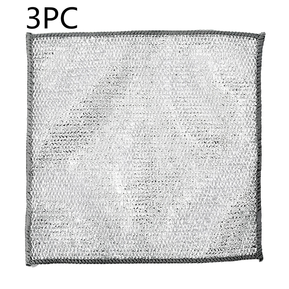 Silver silk cloth pattern steel wire cleaning cloth measuring 20x20cm for kitchen pots and bowls