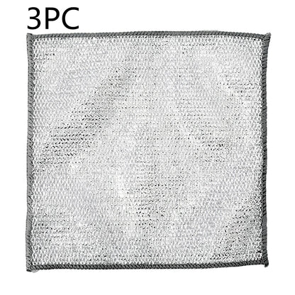 Silver silk cloth pattern steel wire cleaning cloth measuring 20x20cm for kitchen pots and bowls
