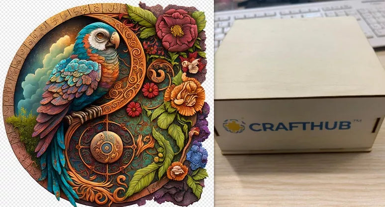 Animal Puzzle Craft Hub A3 Size Wooden Box for puzzle storage and organization