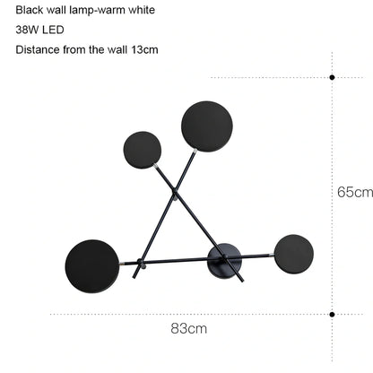 Triangular iron LED wall lamp with black finish and modern geometric design for home lighting