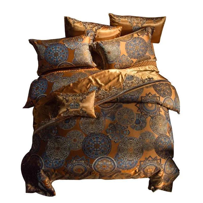European court-style luxury embroidered cotton four-piece bedding set