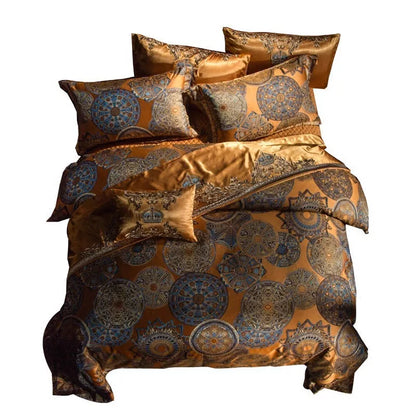 European court-style luxury embroidered cotton four-piece bedding set