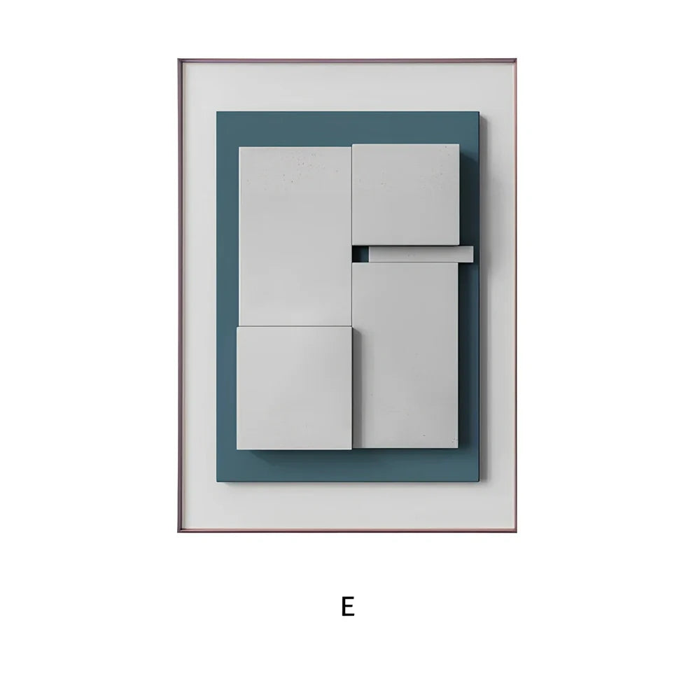 Geometric abstract canvas painting on knotless pine wood frame in modern style with spray-painted patterns