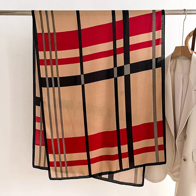 Winter scarf with unique tie-dye design in beige or khaki, 66 by 178 cm