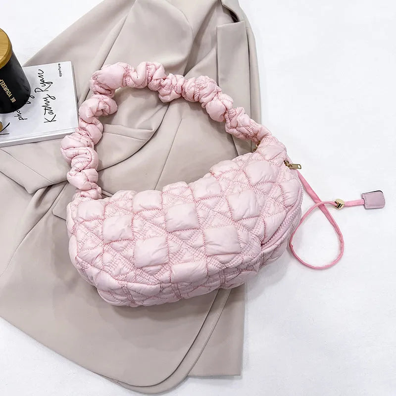 Women's Cloud Underarm Bag in nylon with 35cm width, 20cm height, and 120cm strap in a solid colour option