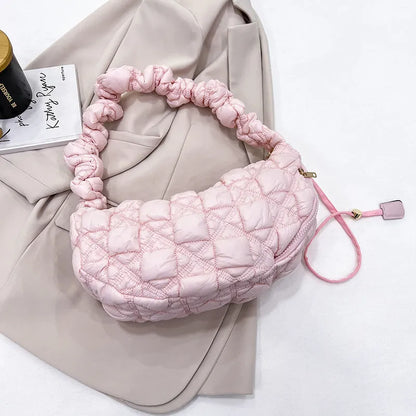 Women's Cloud Underarm Bag in nylon with 35cm width, 20cm height, and 120cm strap in a solid colour option