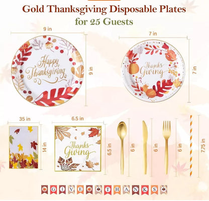 Red Thanksgiving plates and napkins set for holiday table settings