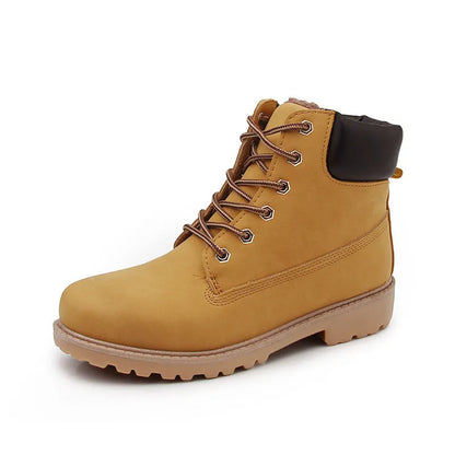 Men's pink high-top Martin boots with velvet lining and flat bottom design