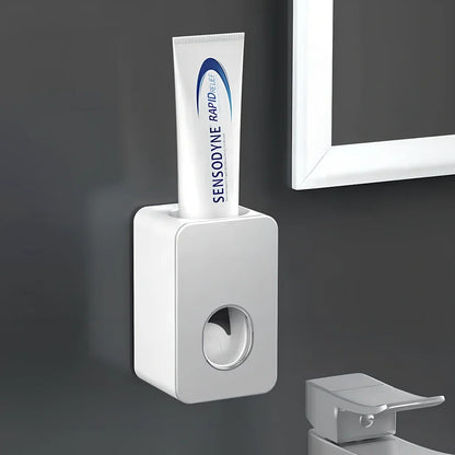 Automatic toothpaste dispenser wall-mounted with punch-free installation measuring 18.5cm