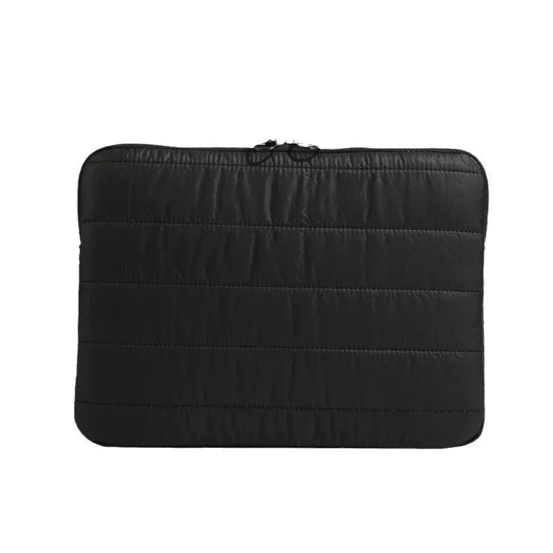 Canvas laptop tablet case in milky white with stitching and splicing detail, anti-theft storage, 13-inch fit