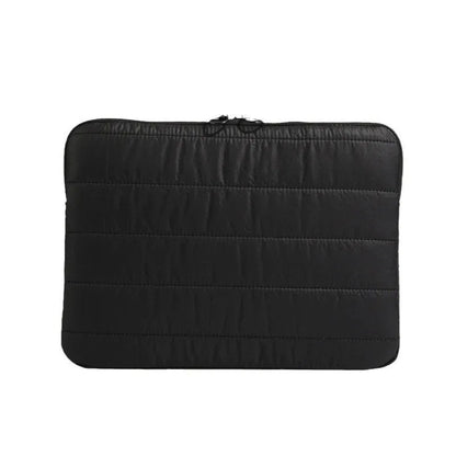 Canvas laptop tablet case in milky white with stitching and splicing detail, anti-theft storage, 13-inch fit